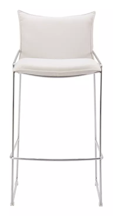 Pola White Upholstered Bar Stool