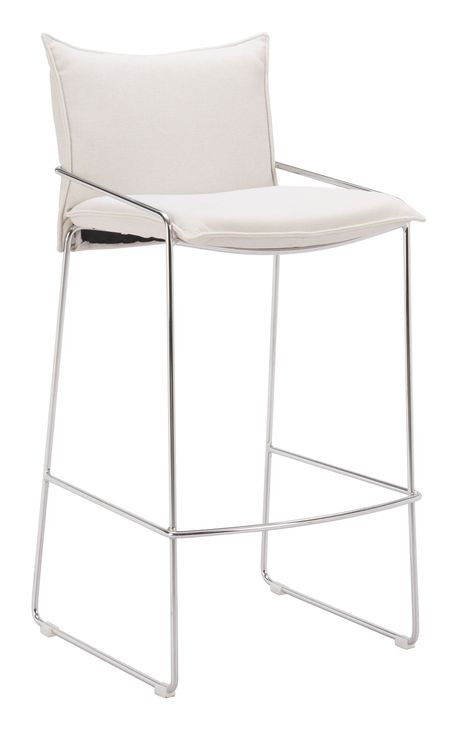 Pola White Upholstered Bar Stool