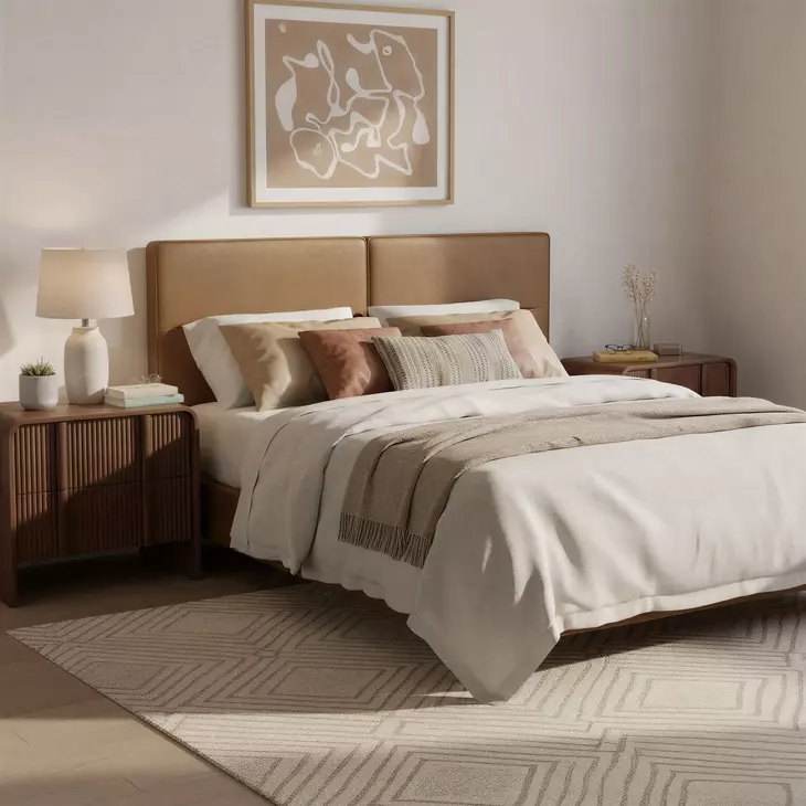 Cove Brown Queen Upholstered Floating Headboard