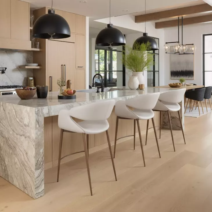 Limay Beige Upholstered Counter Height Stool