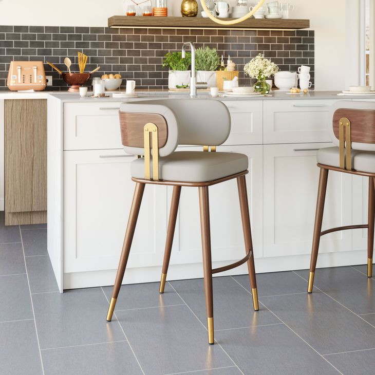 Brew Beige Upholstered Bar Stool