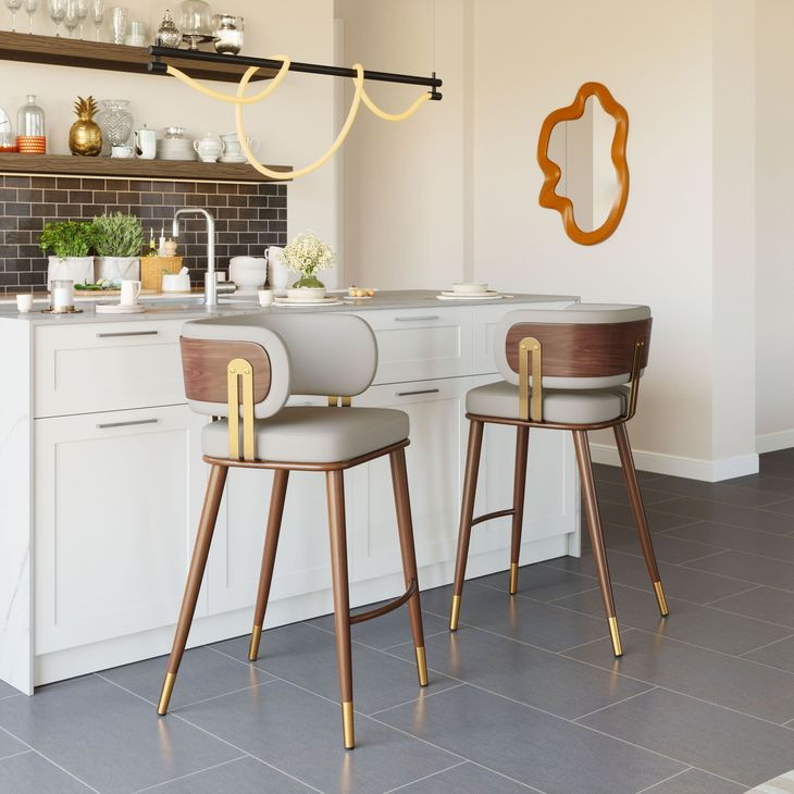 Brew Beige Upholstered Bar Stool