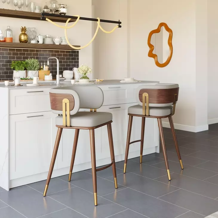 Brew Beige Upholstered Bar Stool