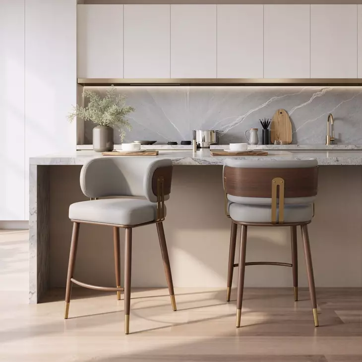 Brew Beige Upholstered Counter Height Stool