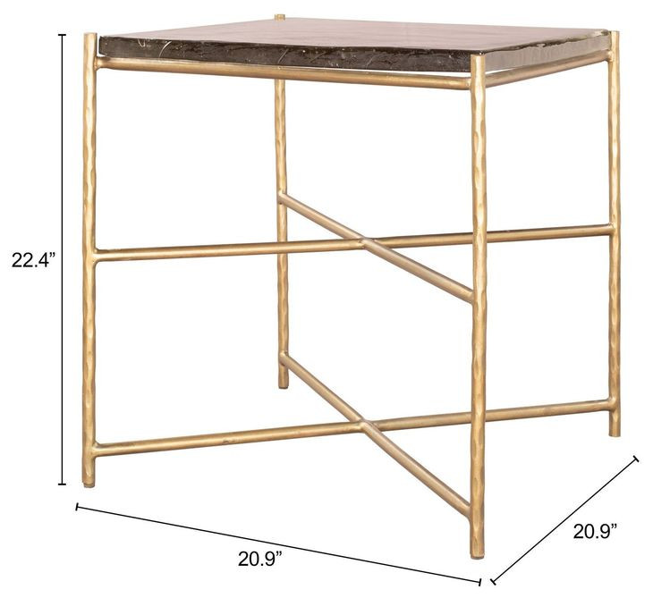 Kove Black and Gold Square Glass Top Side Table