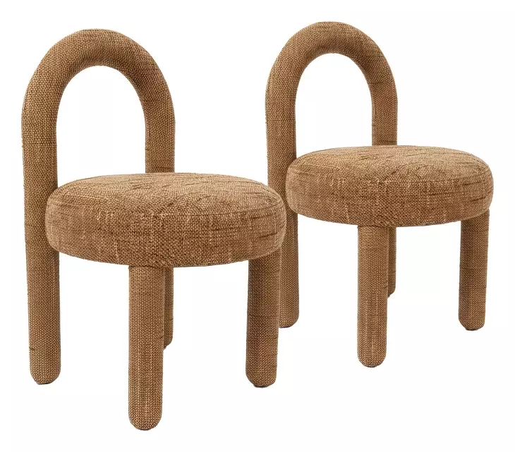 Curco Brown Upholstered Dining Chair Set of 2