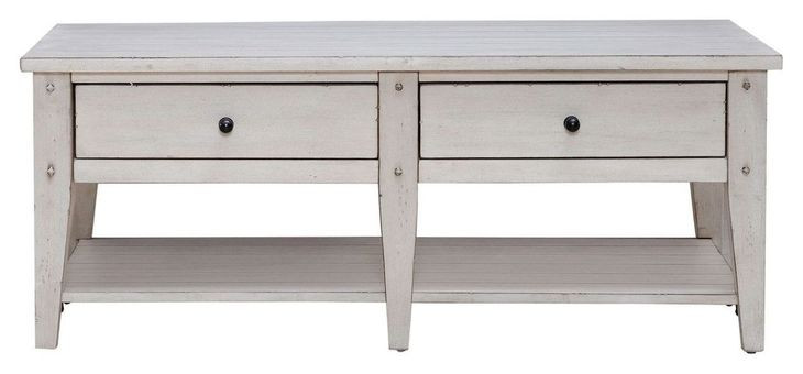 Lake House Weathered White Rectangular Cocktail Table