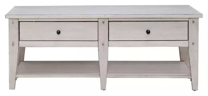 Lake House Weathered White Rectangular Cocktail Table