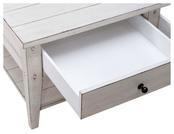 Lake House Weathered White Rectangular Cocktail Table