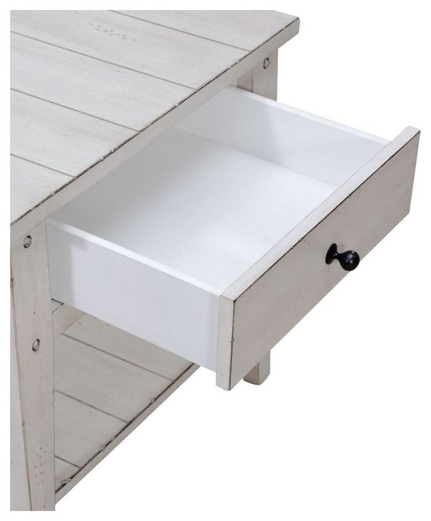 Lake House Weathered White Rectangular End Table