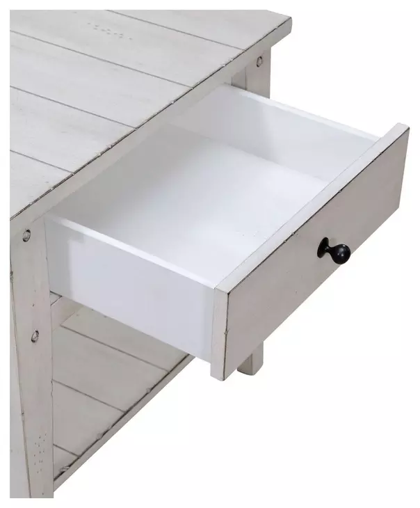 Lake House Weathered White Rectangular End Table