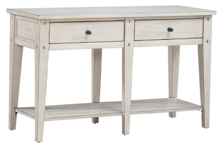 Lake House Weathered White Rectangular Sofa Table
