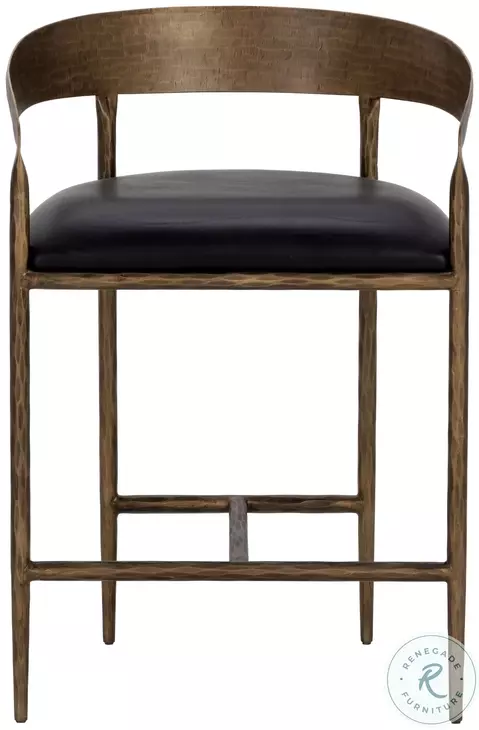 Zanatta Charcoal Black Leather Counter Height Stool