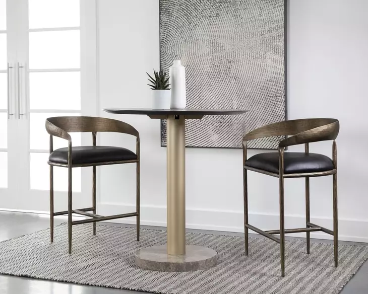 Zanatta Charcoal Black Leather Counter Height Stool