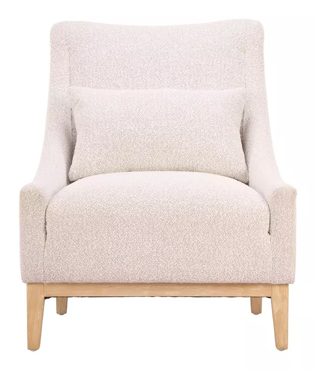 Velun Ivory Upholstered Accent Chair with Pillow
