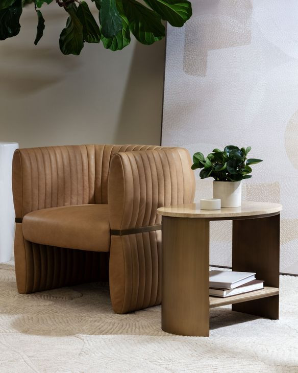 Roshni Natural And Antique Gold End Table