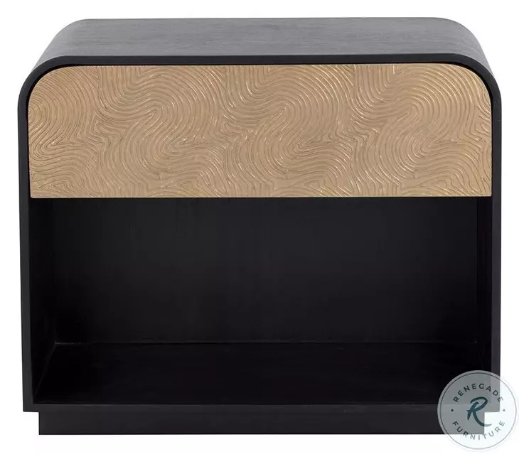 Algarve Matte Black And Gold Nightstand
