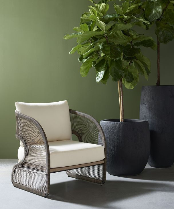 Toulon Stinson Cream Performance Fabric Outdoor Lounge Chair