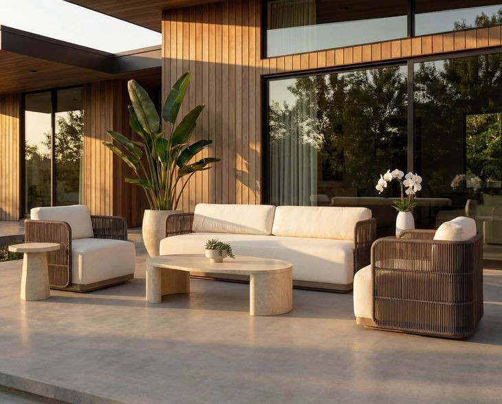 Caelina Stinson Cream Performance Fabric 91" Outdoor Sofa