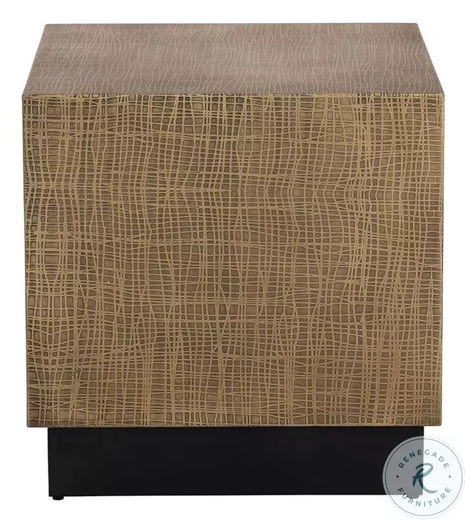 Albans Antique Brass And Black End Table