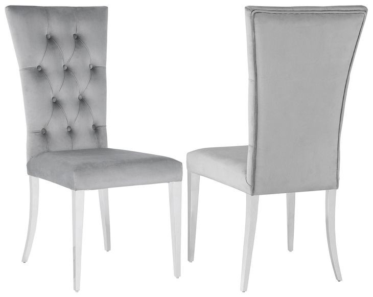 Kerwin Grey Tufted Upholstered Side Chair Set of 2