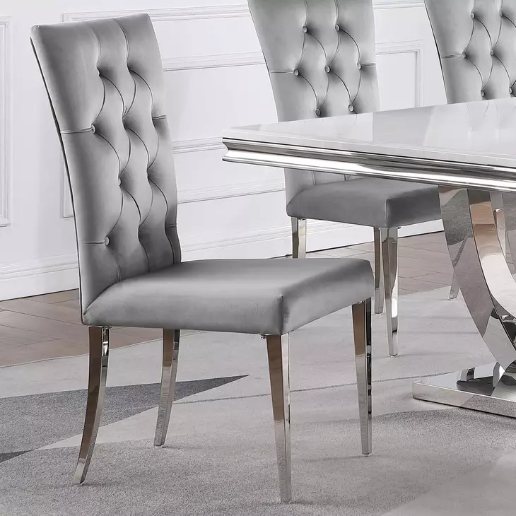 Kerwin Grey Tufted Upholstered Side Chair Set of 2