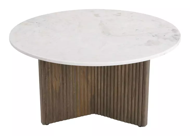 Tailo White and Brass Round Marble Top Coffee Table