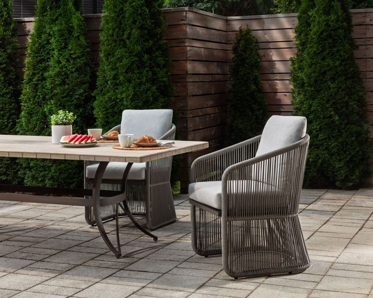 Allariz Light Gray Grace Bay Outdoor Dining Arm Chair