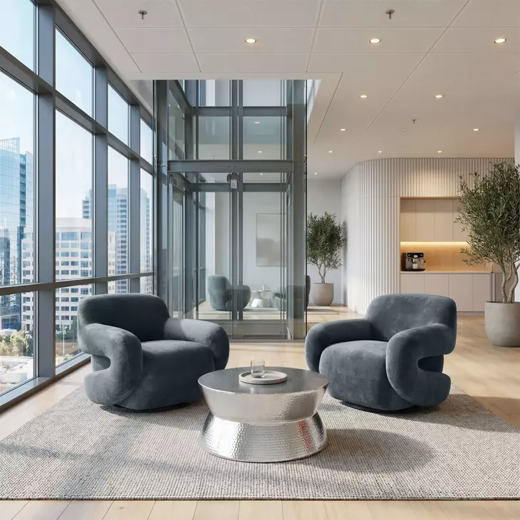 Boble Storm Gray Upholstered Swivel Accent Chair