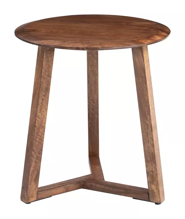 Macaria Walnut Round Side Table