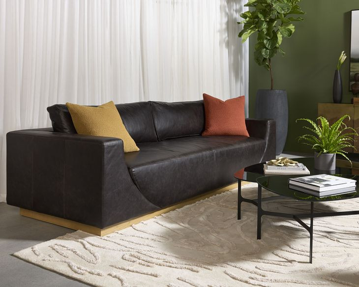 Anakin Tuscany Warm Black Leather Sofa