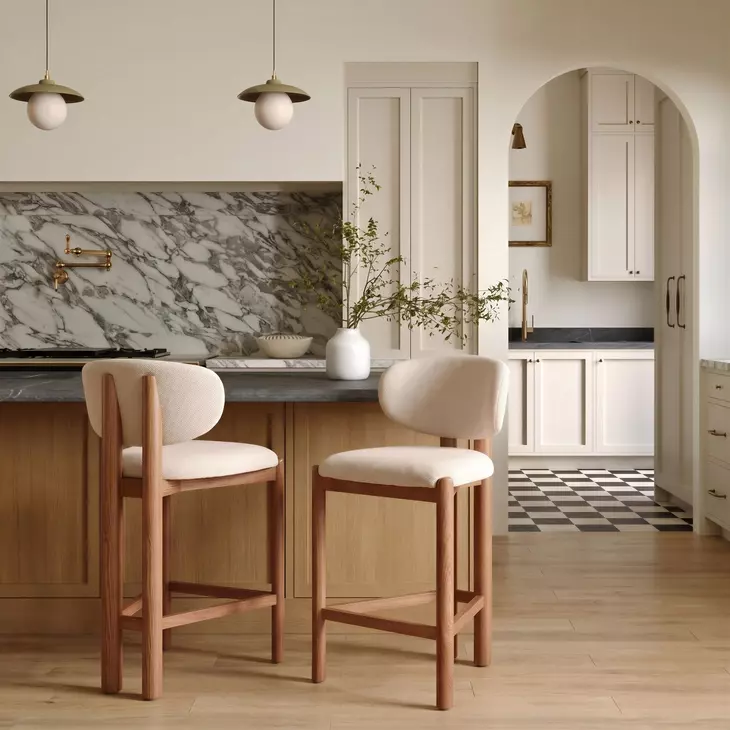 Rosetta Beige Upholstered Counter Height Stool Set of 2