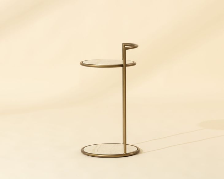 Parga Light Brown And Rustic Bronze End Table