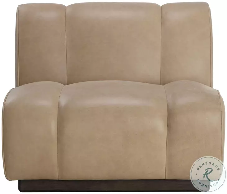 Blaise Sahara Sand Leather Swivel Lounge Chair