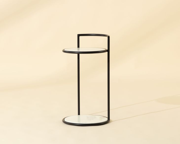 Parga White And Matte Black End Table