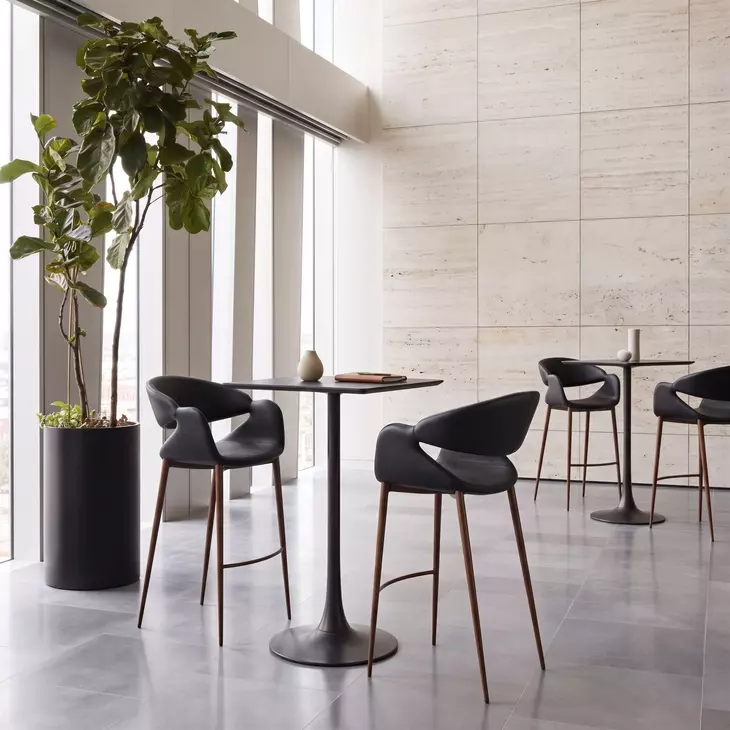 Limay Black Upholstered Bar Stool