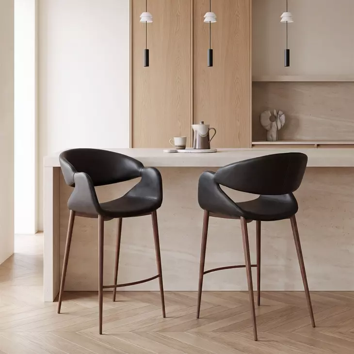 Limay Black Upholstered Counter Height Stool
