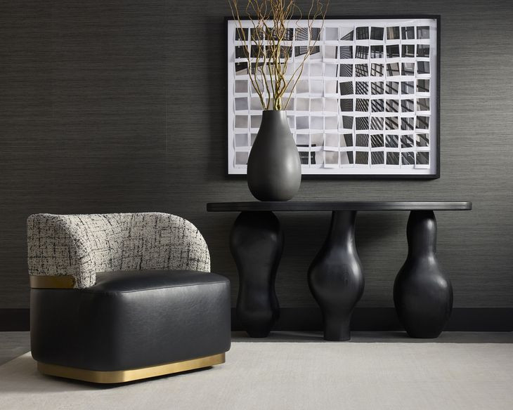 Brinda Bravo Black Performance Fabric Swivel Lounge Chair