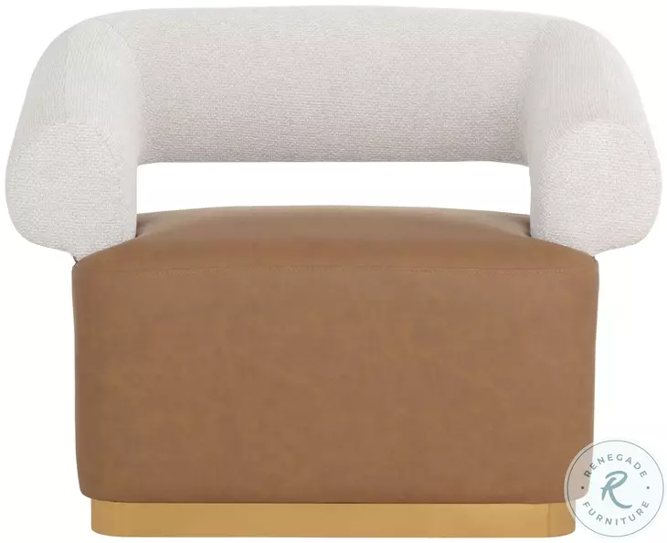 Aggie Milliken Cognac Performance Fabric Swivel Lounge Chair