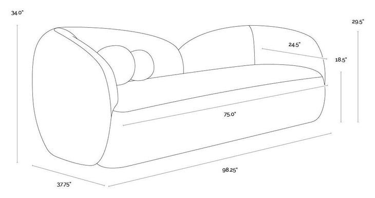 Esme Copenhagen Cappuccino 98" Sofa with Pillows