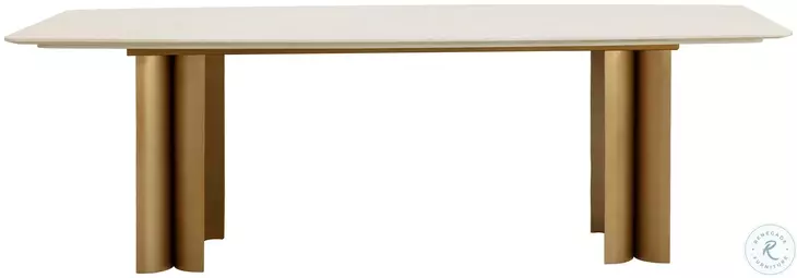 Astara Cream Marble And Antique Brass 94" Dining Table