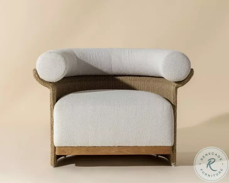 Asos Louis Cream Performance Fabric Outdoor Lounge Chair