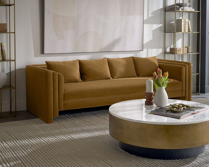 Zelda White And Antique Brass Coffee Table