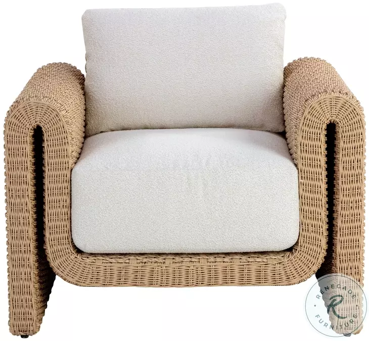 Tibi Louis Cream And Natural Performance Fabric Outdoor Lounge Chair