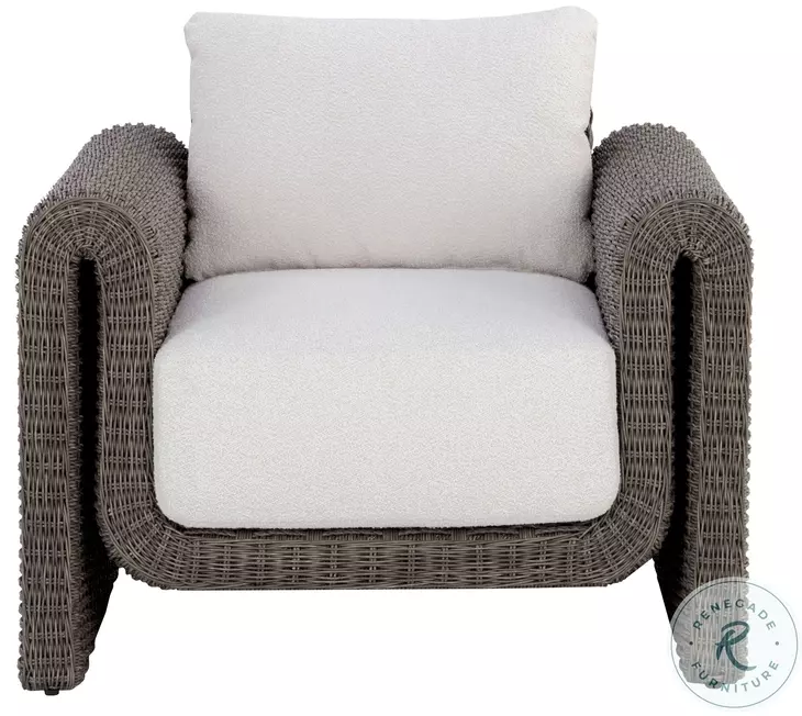 Tibi Louis Cream And Gray Performance Fabric Outdoor Lounge Chair