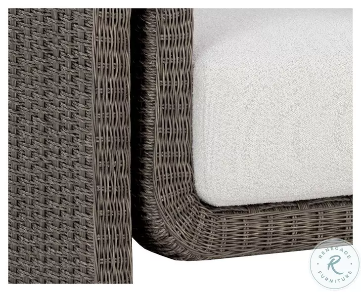 Kairo Louis Cream Performance Fabric Living Room Set With Gray Wooden Frame