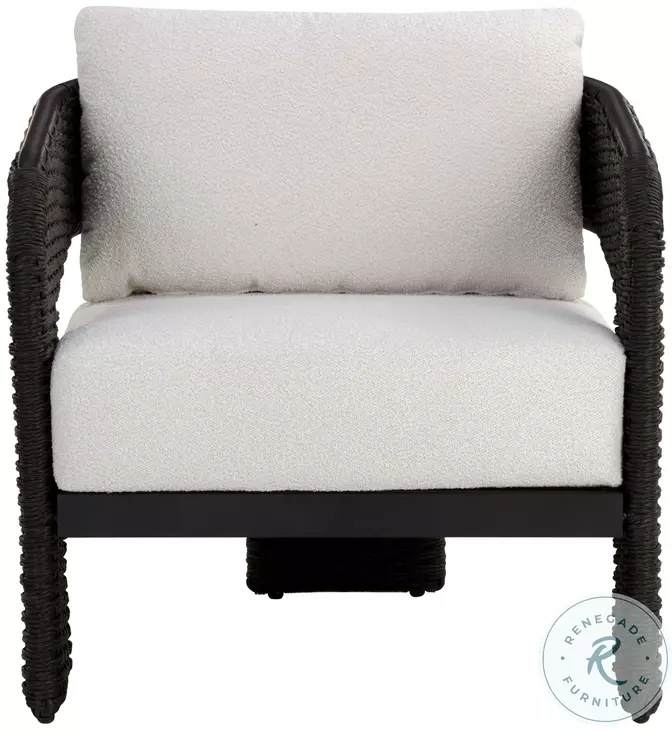 Pylos Louis Cream And Black Performance Fabric Outdoor Lounge Chair