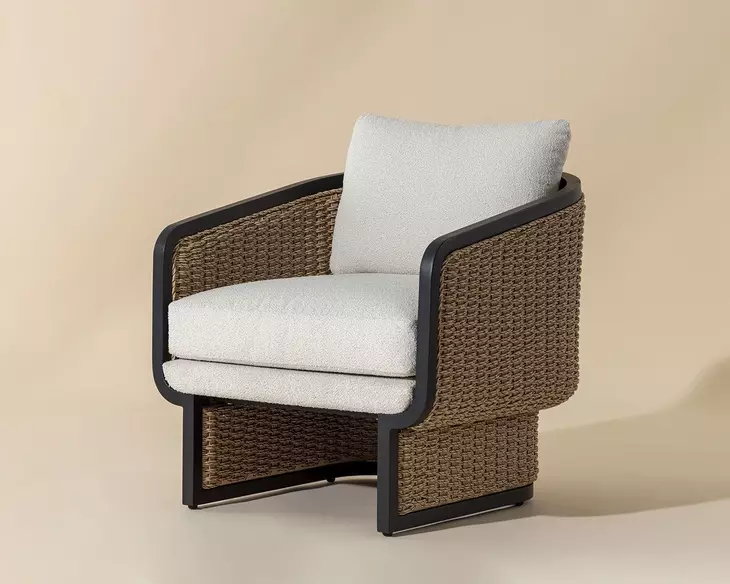 Juna Louis Cream Performance Fabric Upholstered Outdoor Lounge Chair