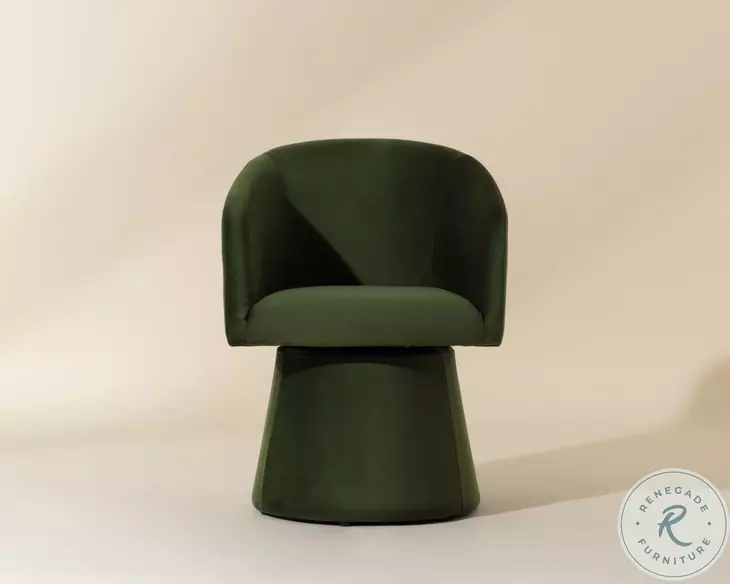 Ettara Moss Green Swivel Arm Chair