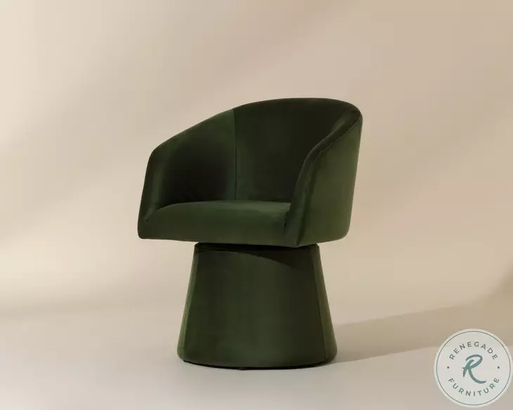 Ettara Moss Green Swivel Arm Chair